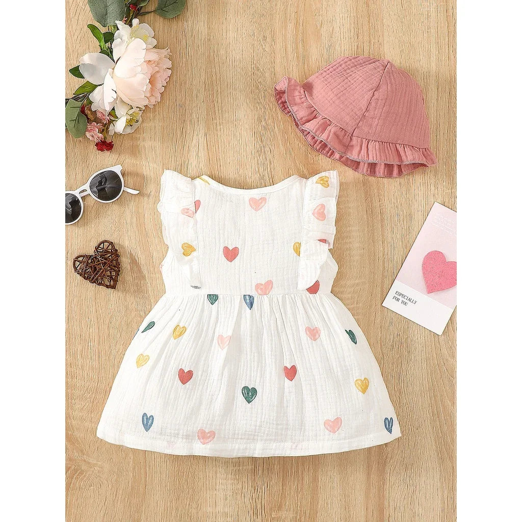 Baby Girl Love Print Dress Set