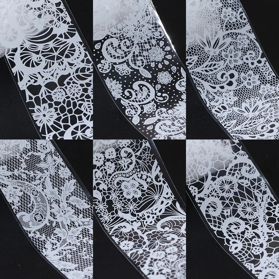 Black White Lace Nail Art Foil Set