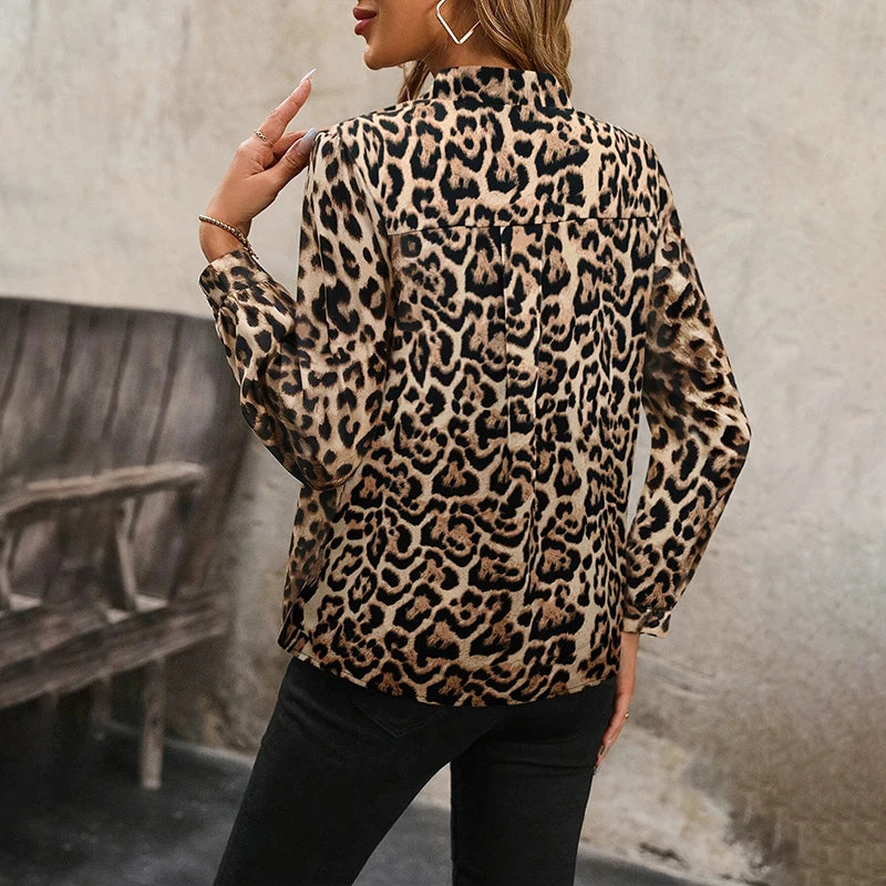 Elegant Leopard Satin Blouse
