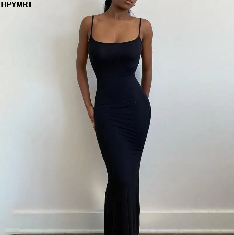 Satin Slip Sleeveless Backless Slim Maxi Dress