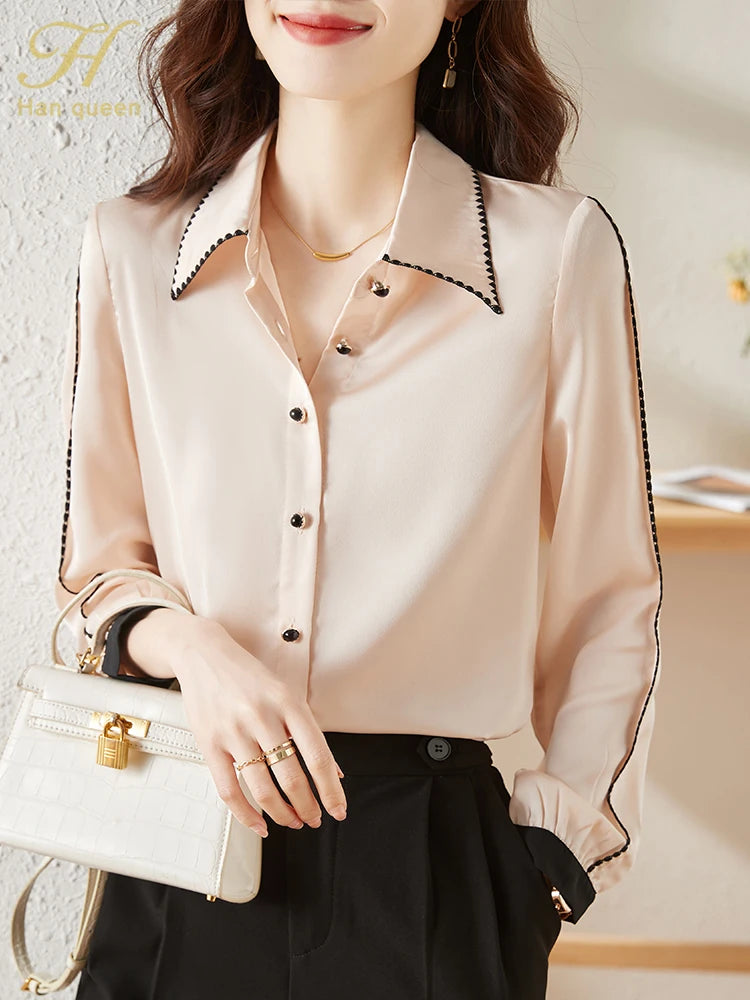 Colorblock Satin Blouse