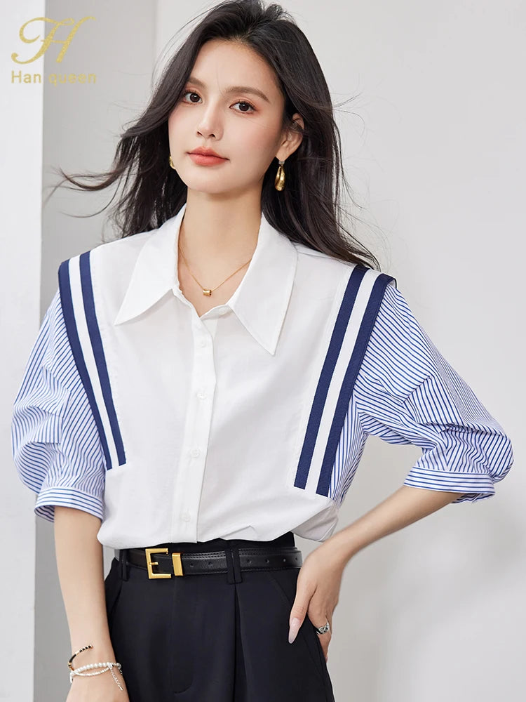 Korean Striped Chiffon Blouse