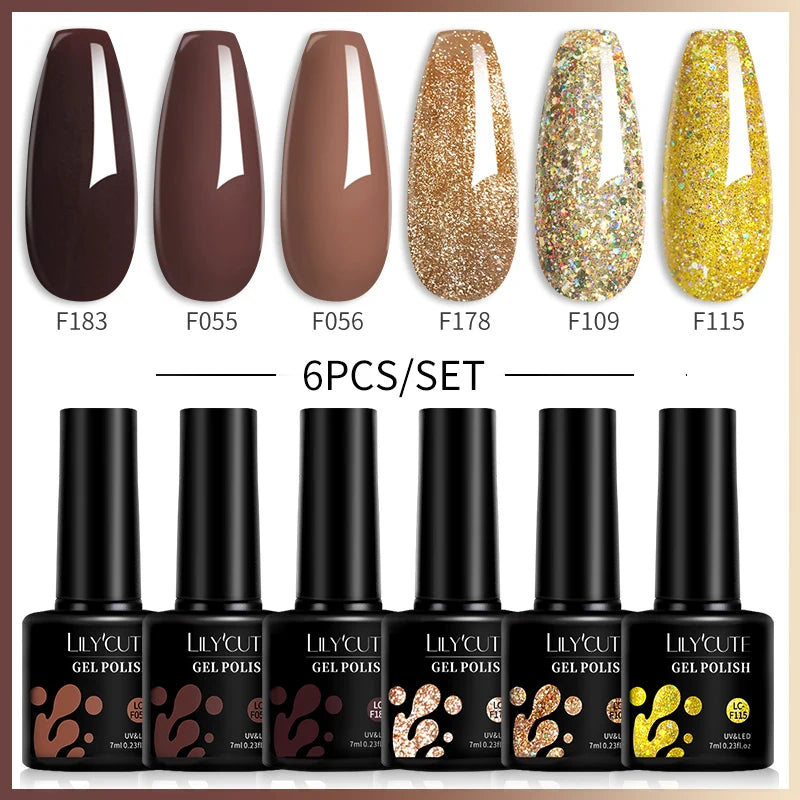 Winter Coffee Brown Gel Nail Polish Set