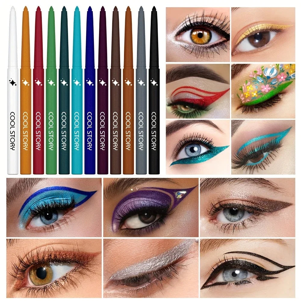 12-Color Waterproof Matte Gel Eyeliner Set