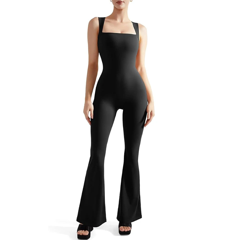 Sleeveless Square Neck Bodysuit Jumpsuit