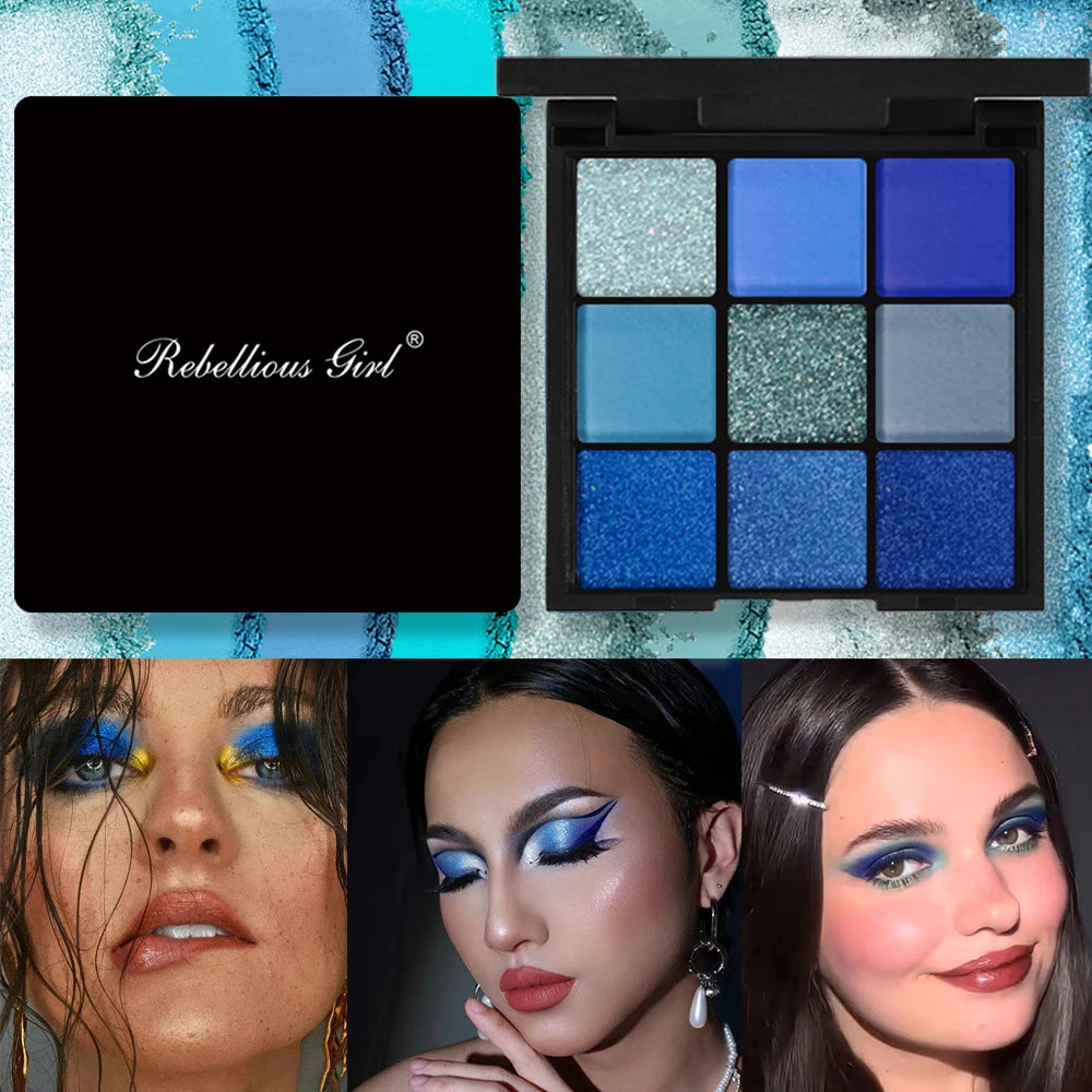9-Color Blue Eyeshadow Palette