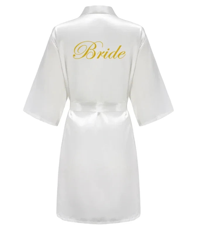 Wedding Team Bride Satin Kimono Robe