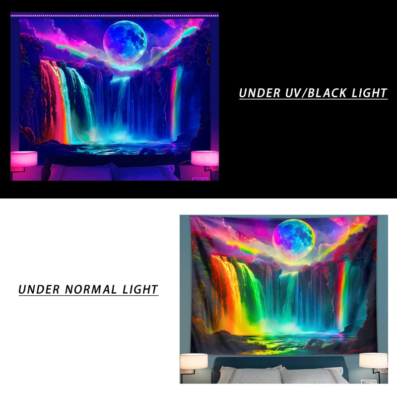 UV Reactive Waterfall Tapestry