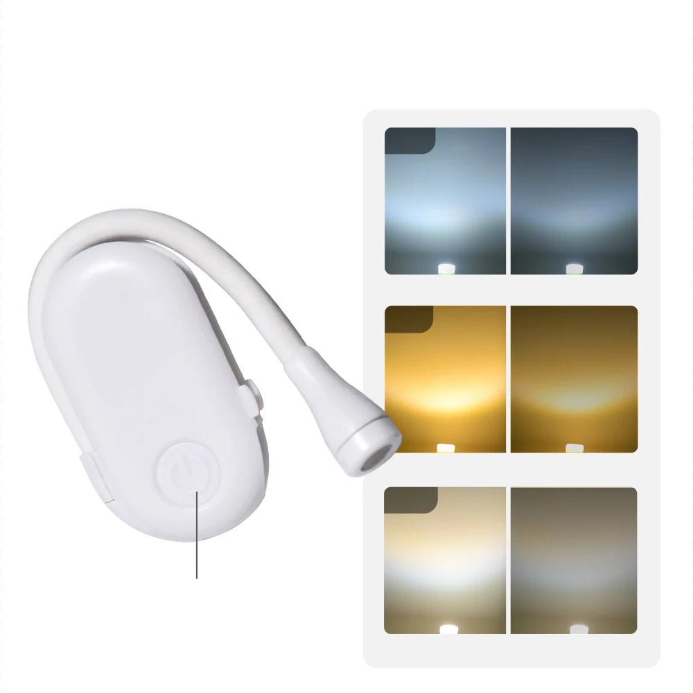 Mini Portable LED Book Light Clip-On Dimmable USB Charging