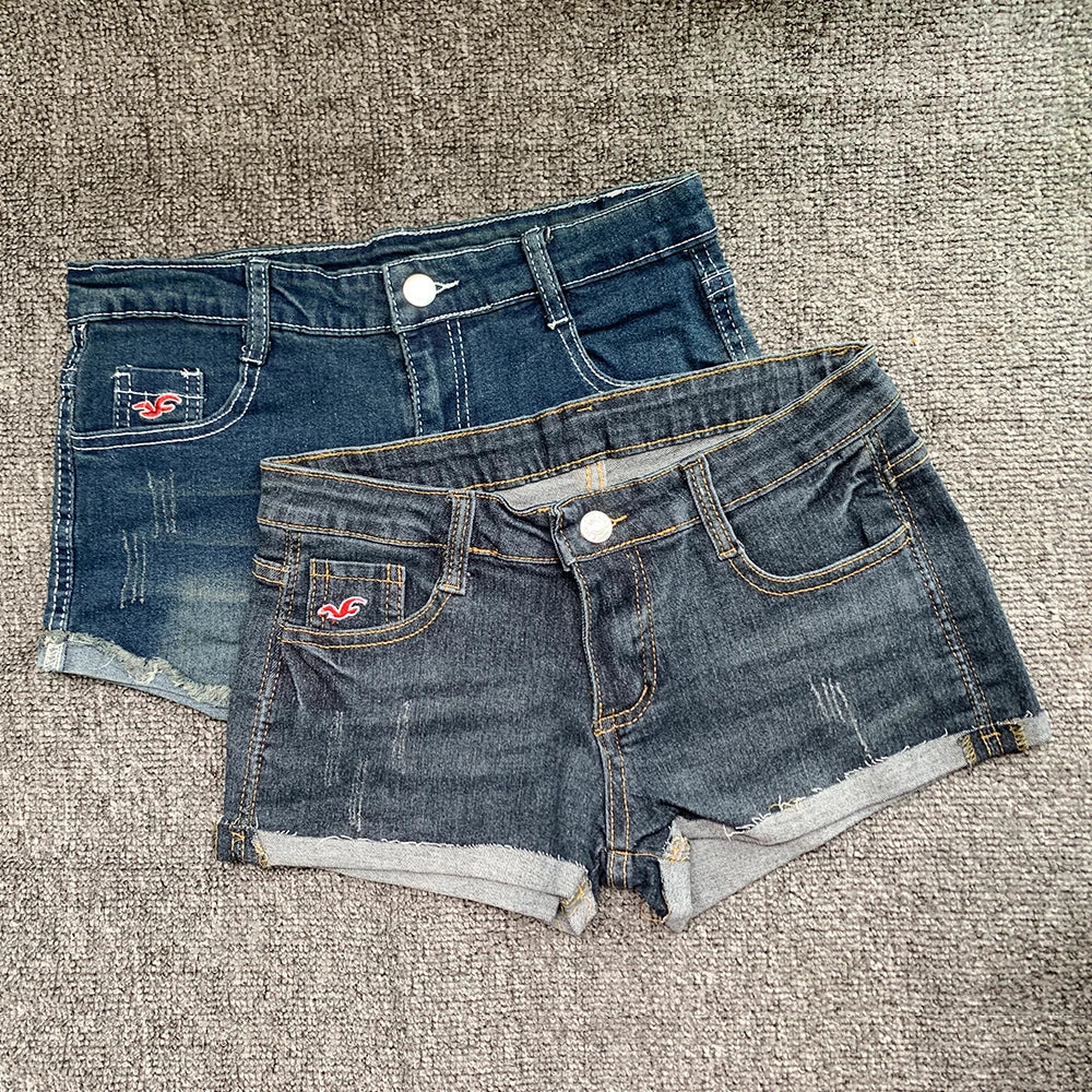 Korean Y2K Low Waist Denim Shorts