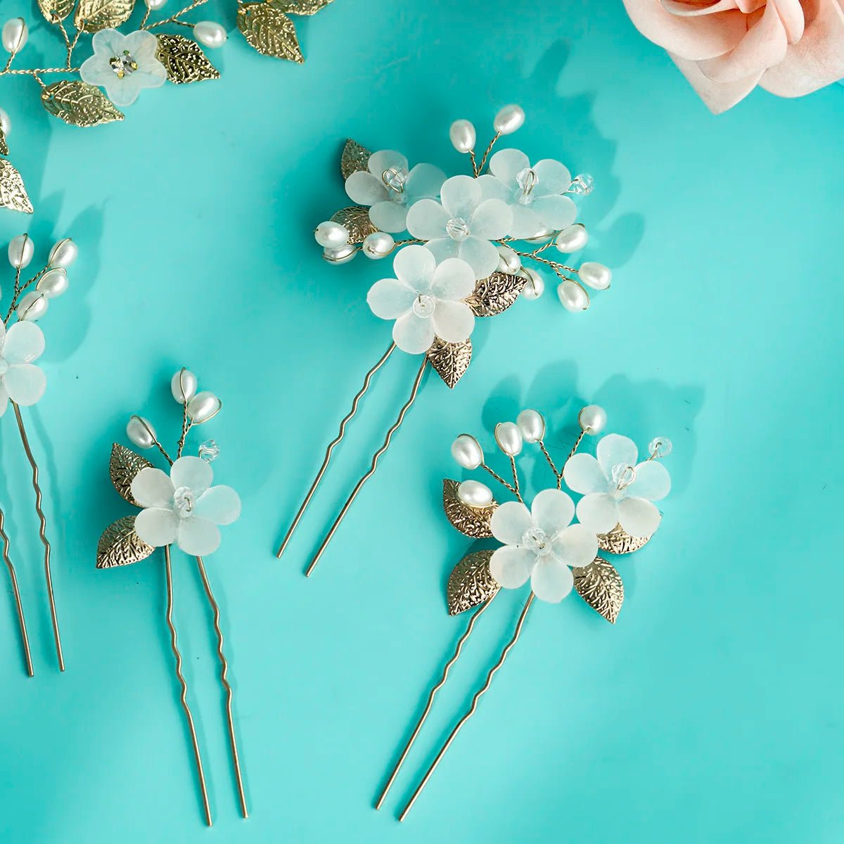 Elegant Metal Leaf Hair Comb and Pin Set