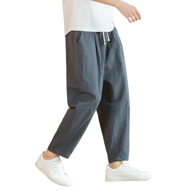 Cotton Linen Loose Drawstring Pants