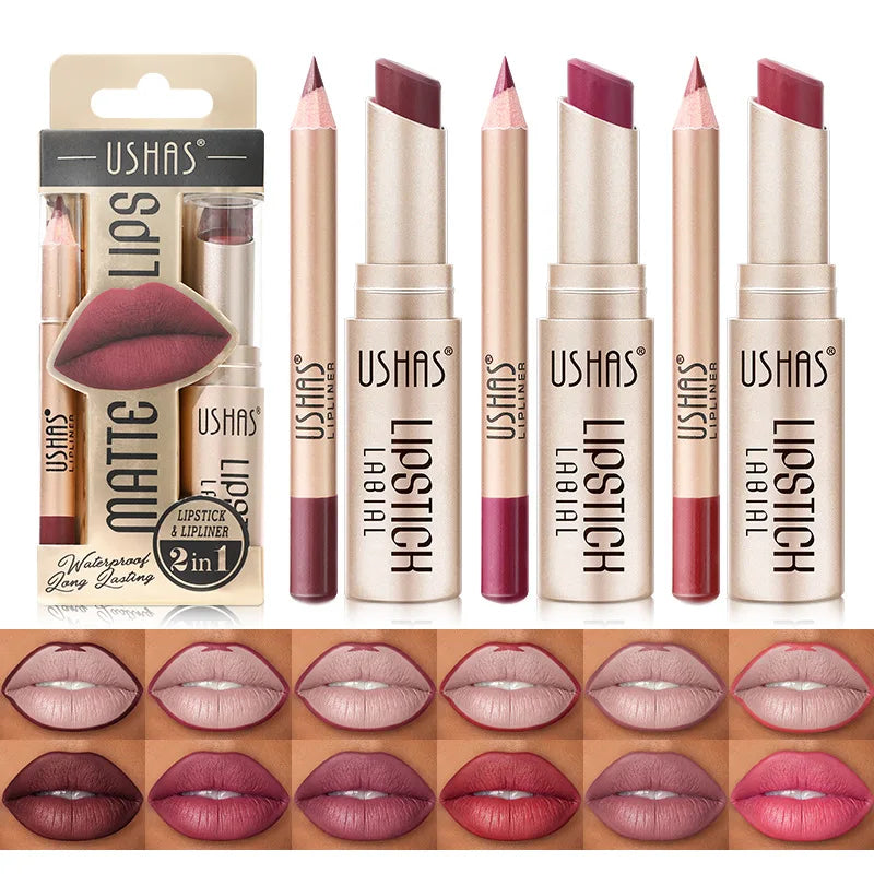 12-Color Matte Lipstick and Lip Liner Set