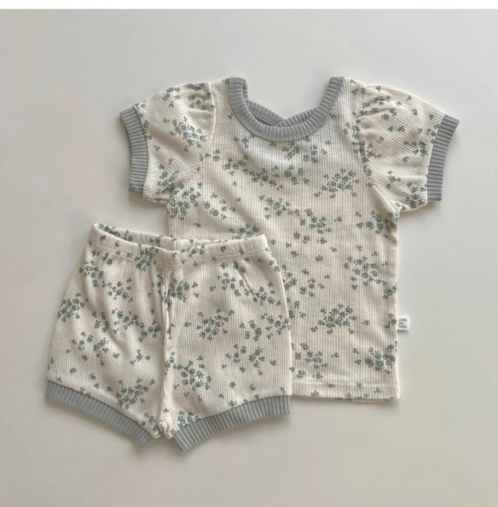 Korean Baby Floral Cotton Two-Piece