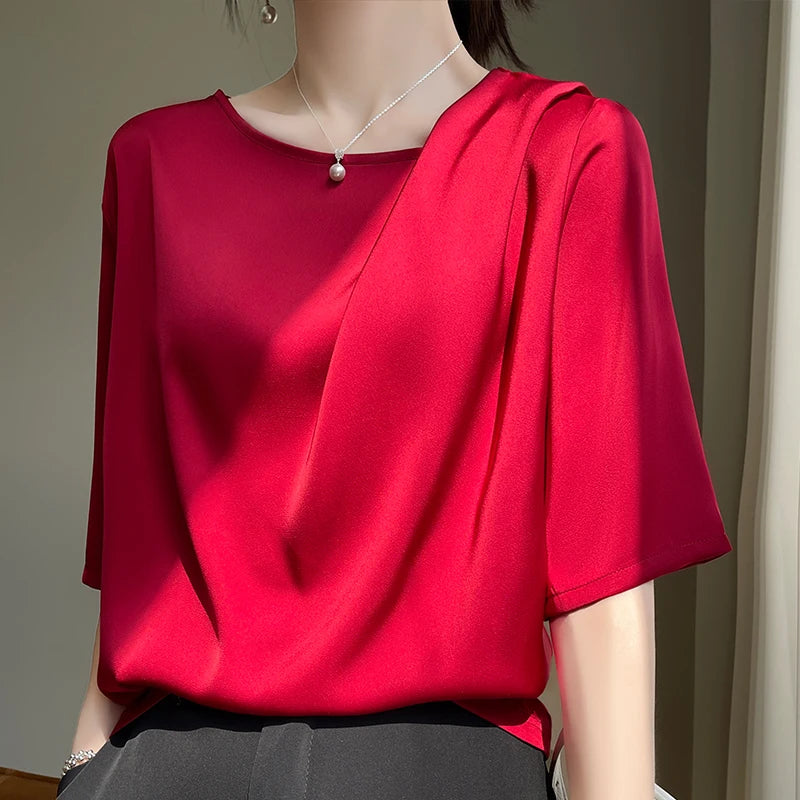 Silk Pleated T-shir