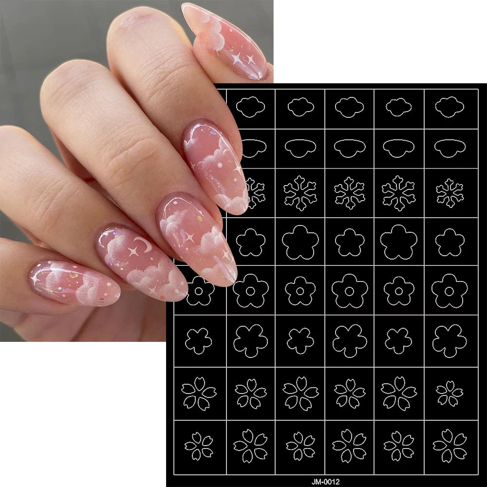 3D Self-Adhesive Airbrush Stencil Nail Stickers