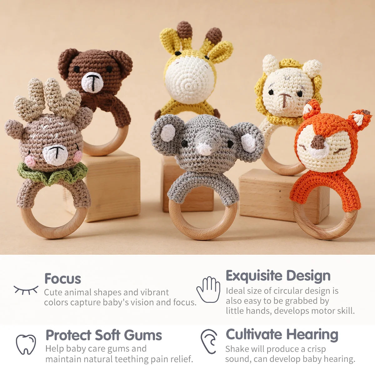 Musical Animal Crochet Rattle Teether