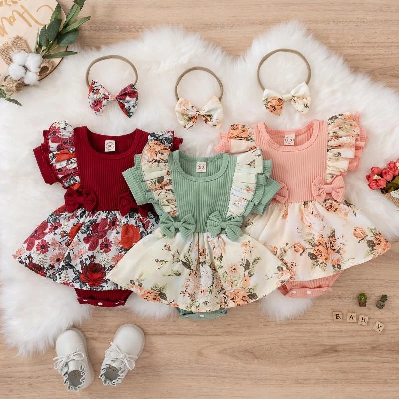Striped Bowknot Baby Girl Dress