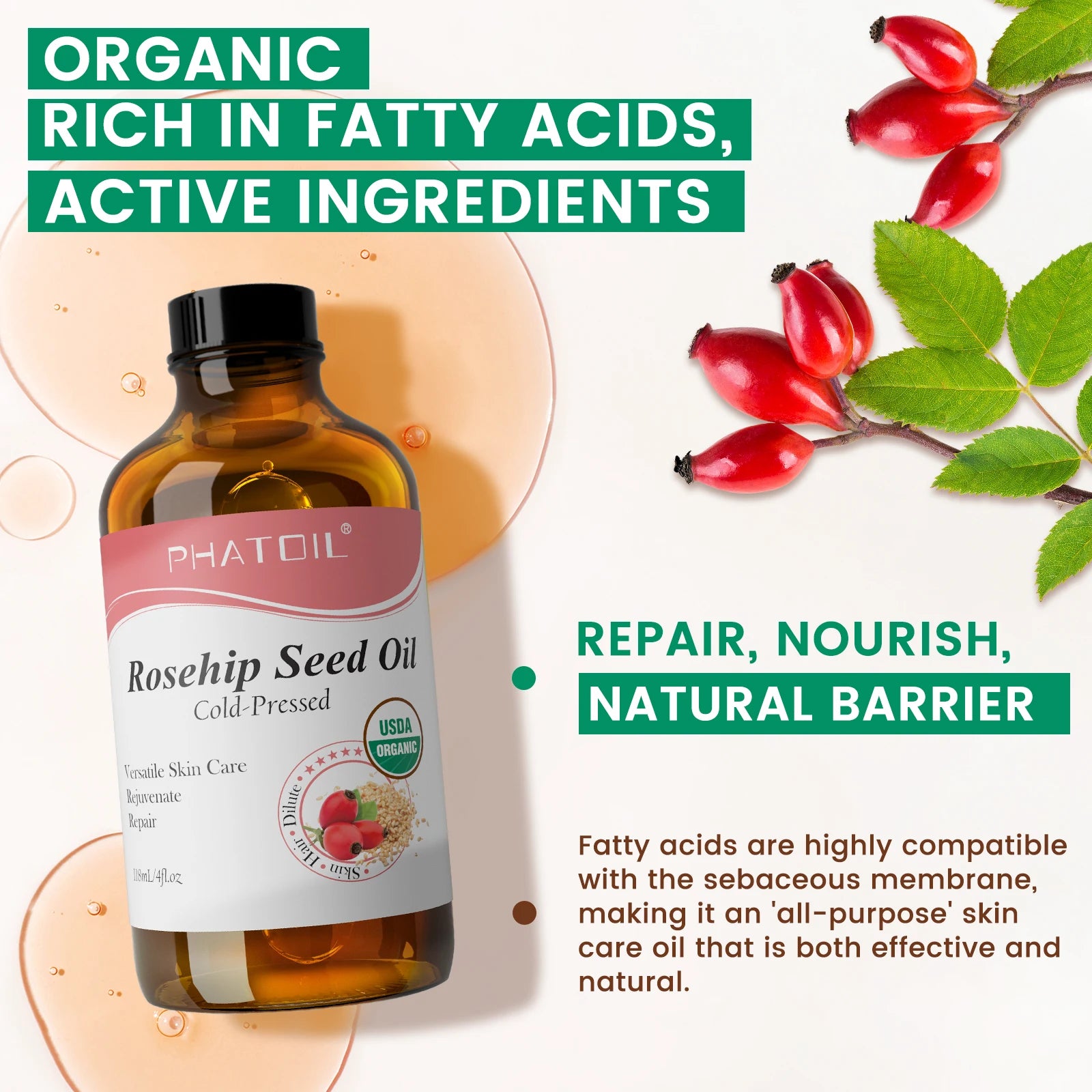 Cold-Pressed Organic Jojoba and Rosehip Oil