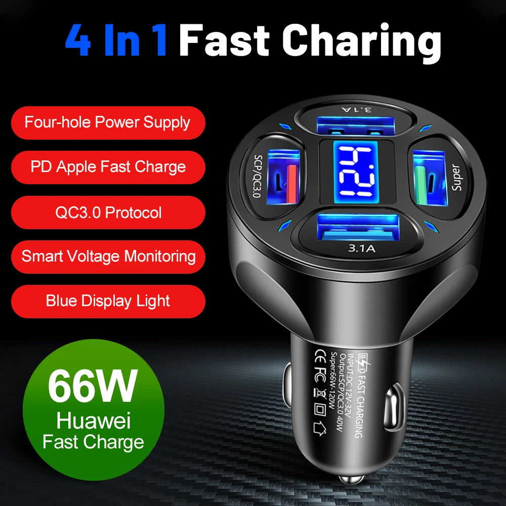3-Port USB Car Charger Quick Charge
