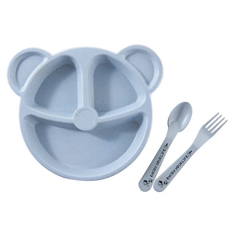 3-Piece Cute Divided Dining Plate Set