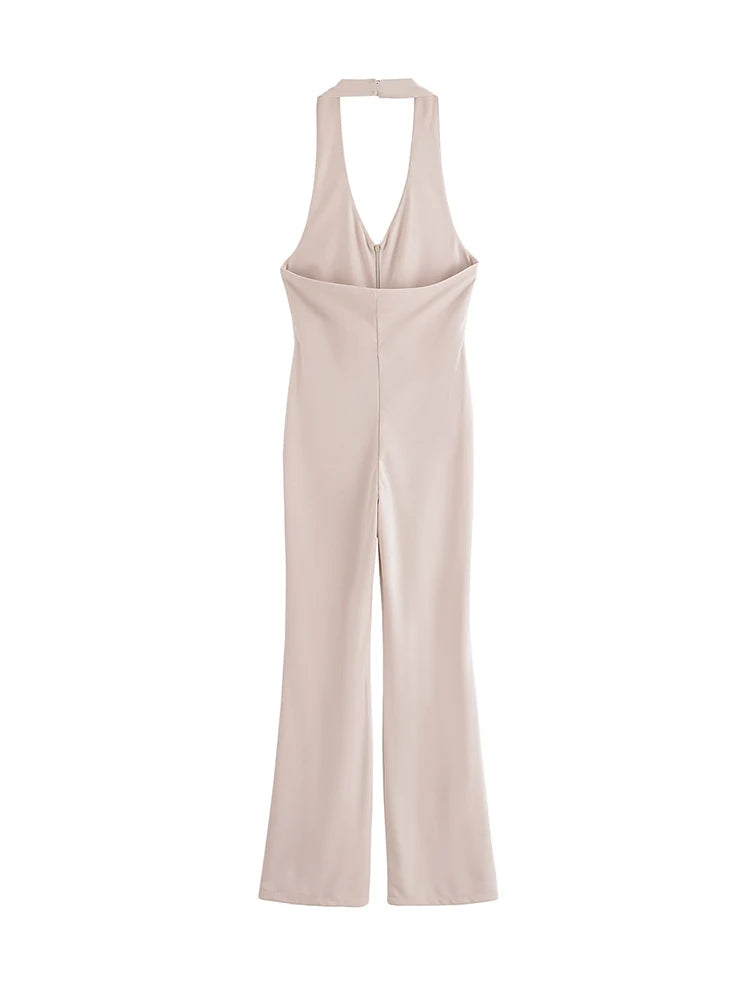 Stylish Flare Halter Backless Jumpsuit