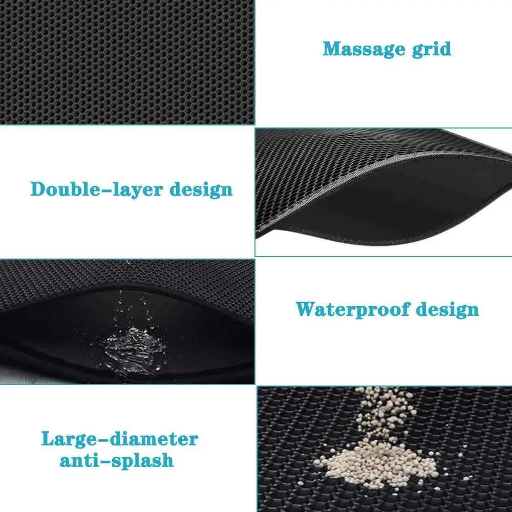 Double Layer Waterproof Cat Litter Mat with Non-slip Bottom