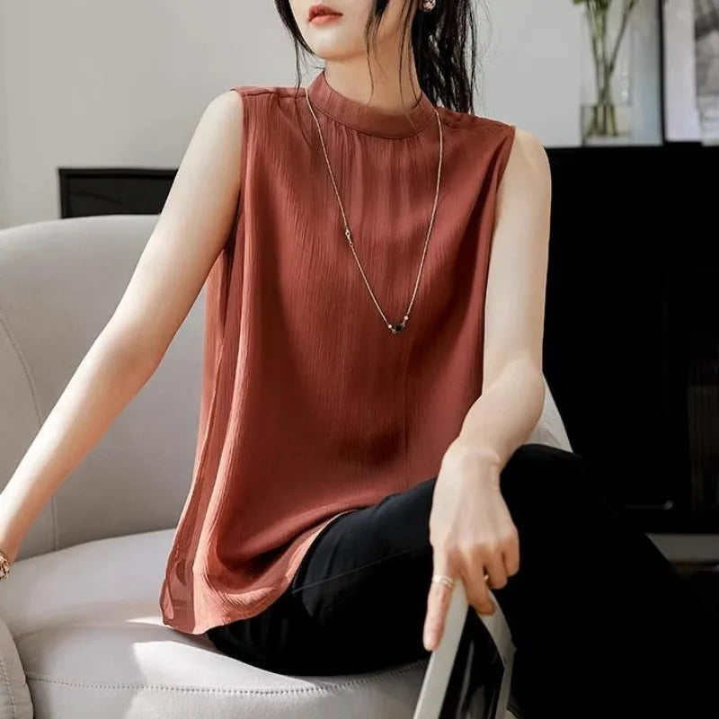 French Style Sleeveless Blouse