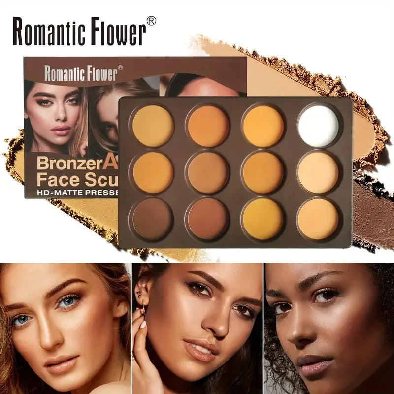 12-Color Matte Bronzer and Sculpting Palette
