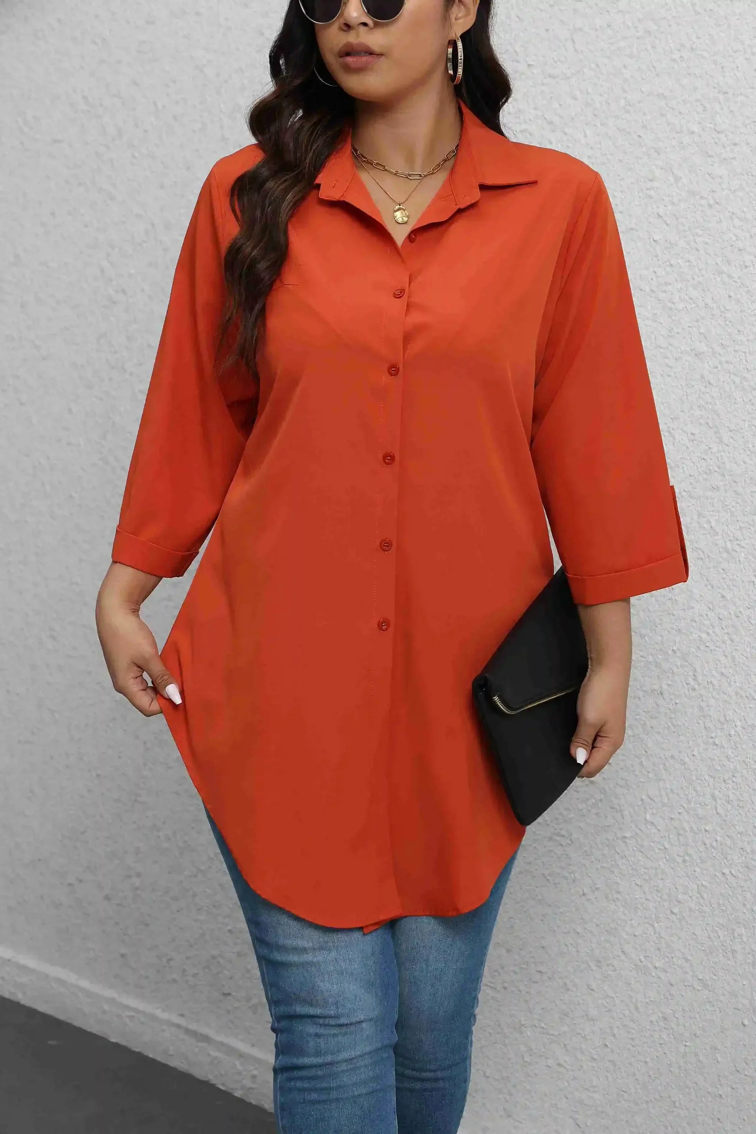 Plus Size Button-Up Blouse