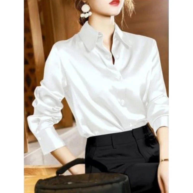 Elegant Satin Long Sleeve Blouse