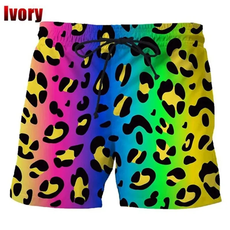 Colorful Leopard Beach Shorts