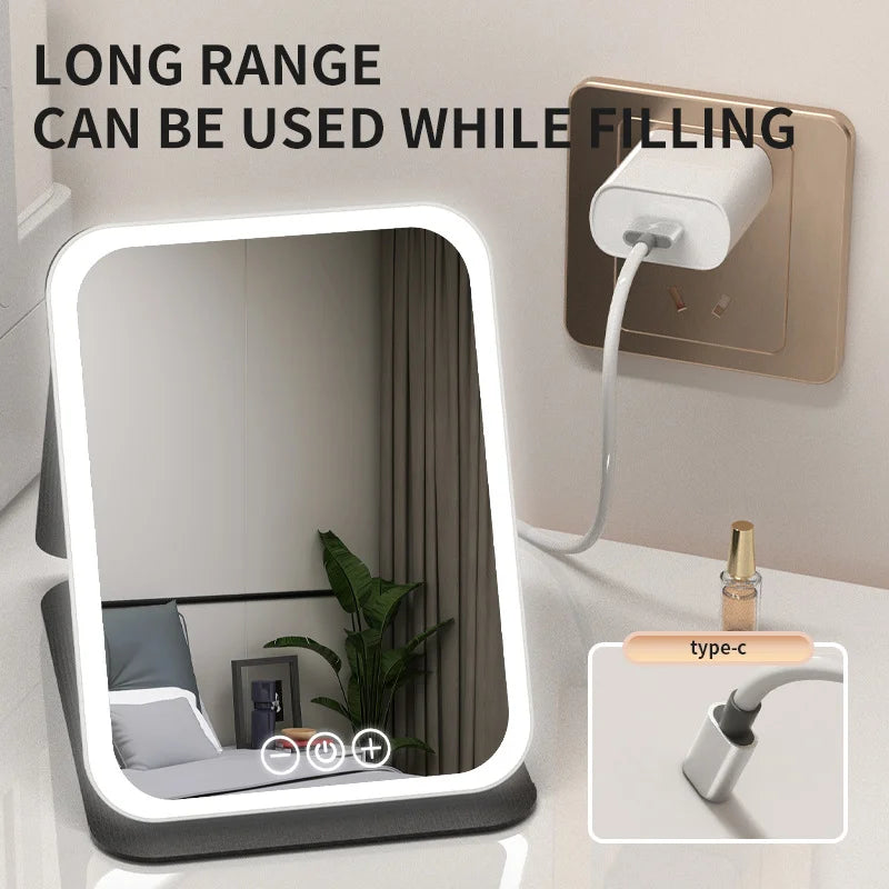 Dimmable LED Foldable Makeup Mirror