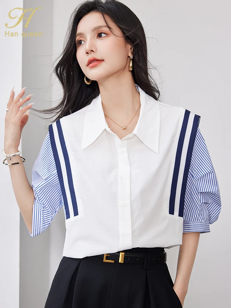 Korean Striped Chiffon Blouse