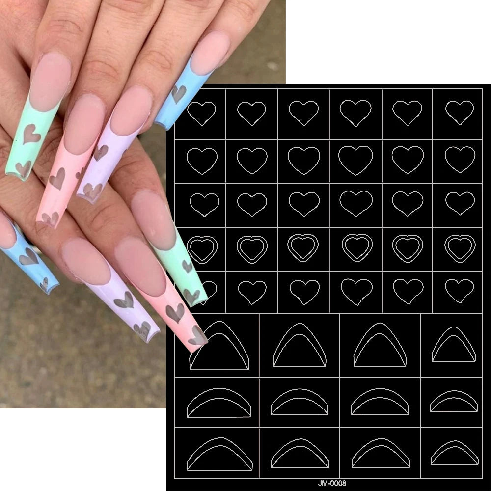 3D Self-Adhesive Airbrush Stencil Nail Stickers