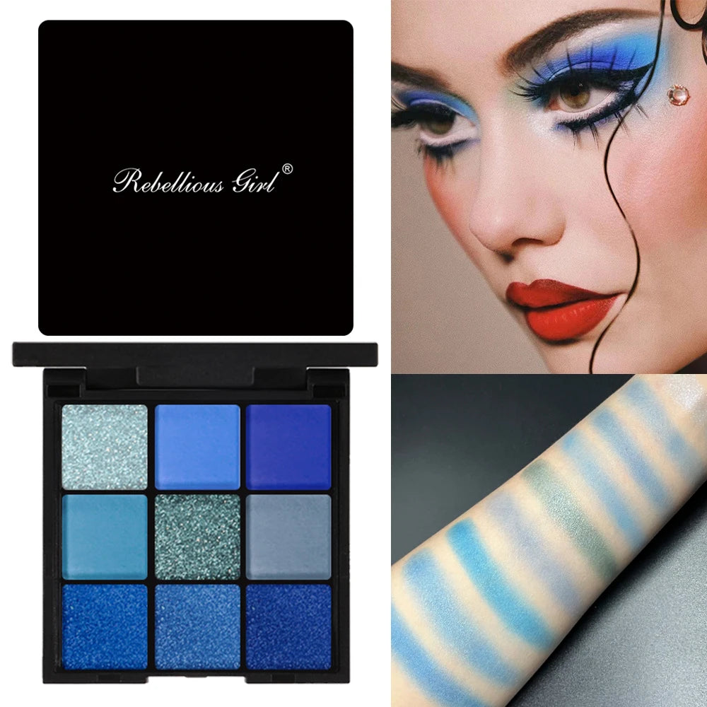 9-Color Blue Eyeshadow Palette