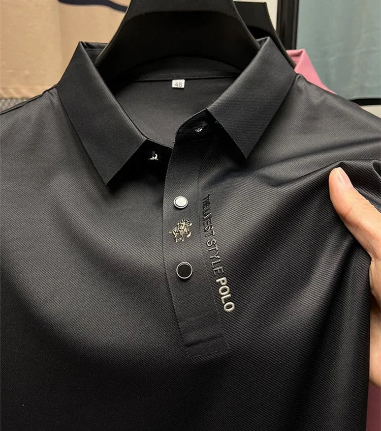 Embroidered Ice Silk Polo Shirt