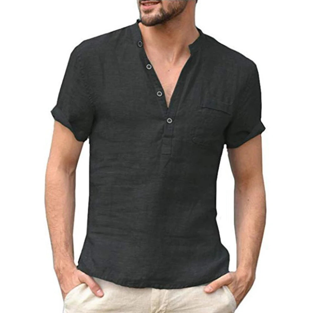 Summer Cotton Linen Casual Patchwork T-Shirt