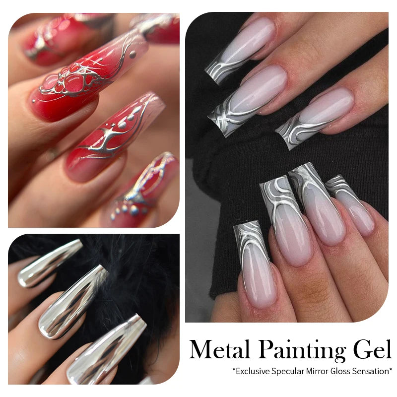 Silver Metallic Line Art Drawing Gel