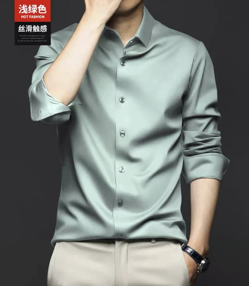 Premium Ice Silk Short-Sleeved Business Shirt