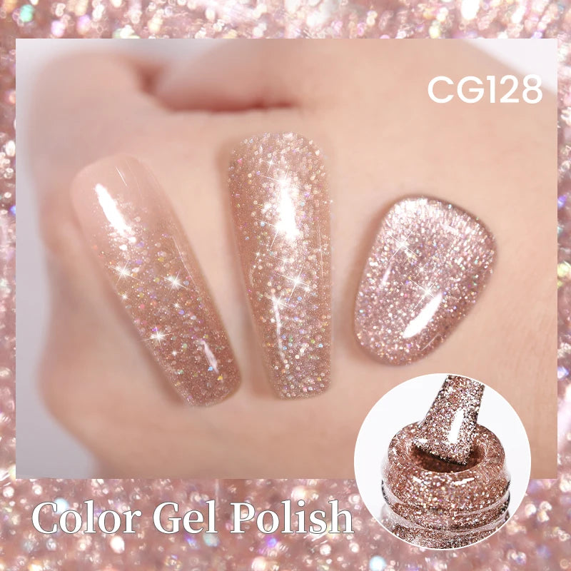 Champagne Gold Reflective Glitter UV Gel Polish