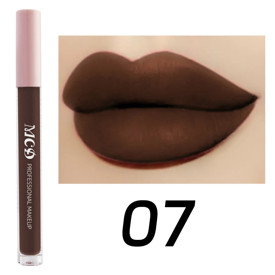 Dark Brown Waterproof Velvet Matte Lip Gloss