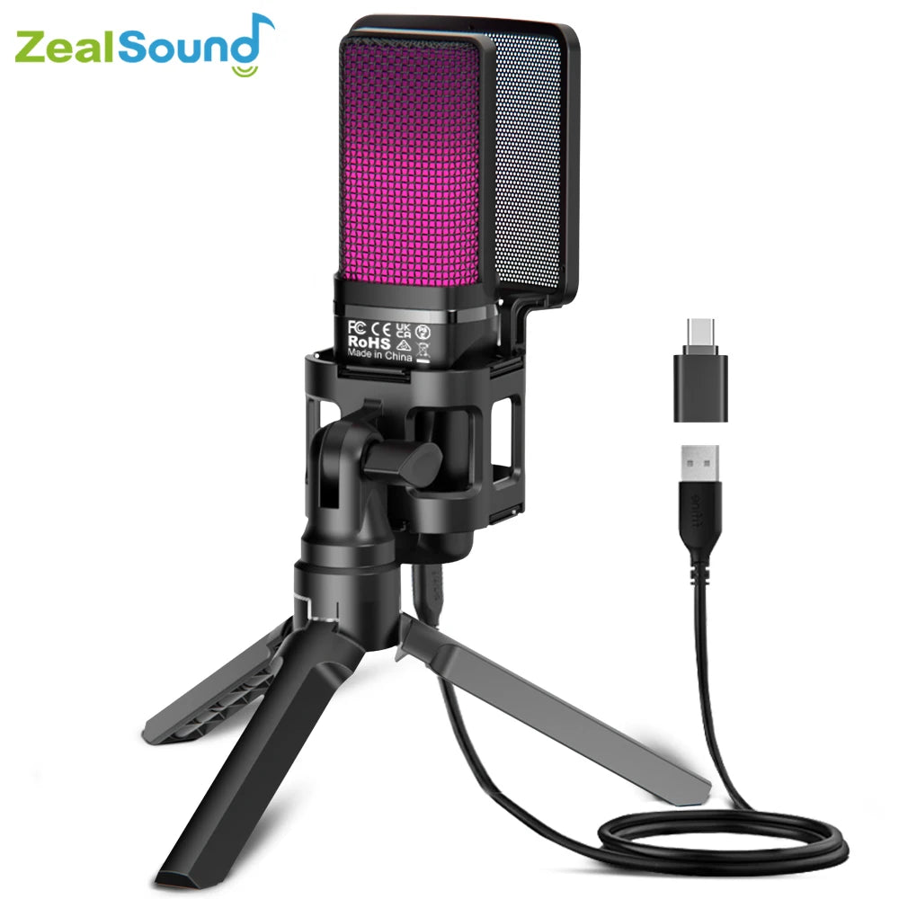 Zealsound RGB USB Condenser Gaming Microphone
