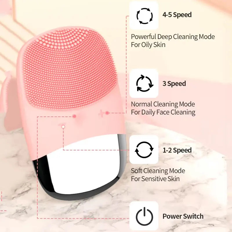 Rechargeable Silicone Ultrasonic Facial Cleansing Brush