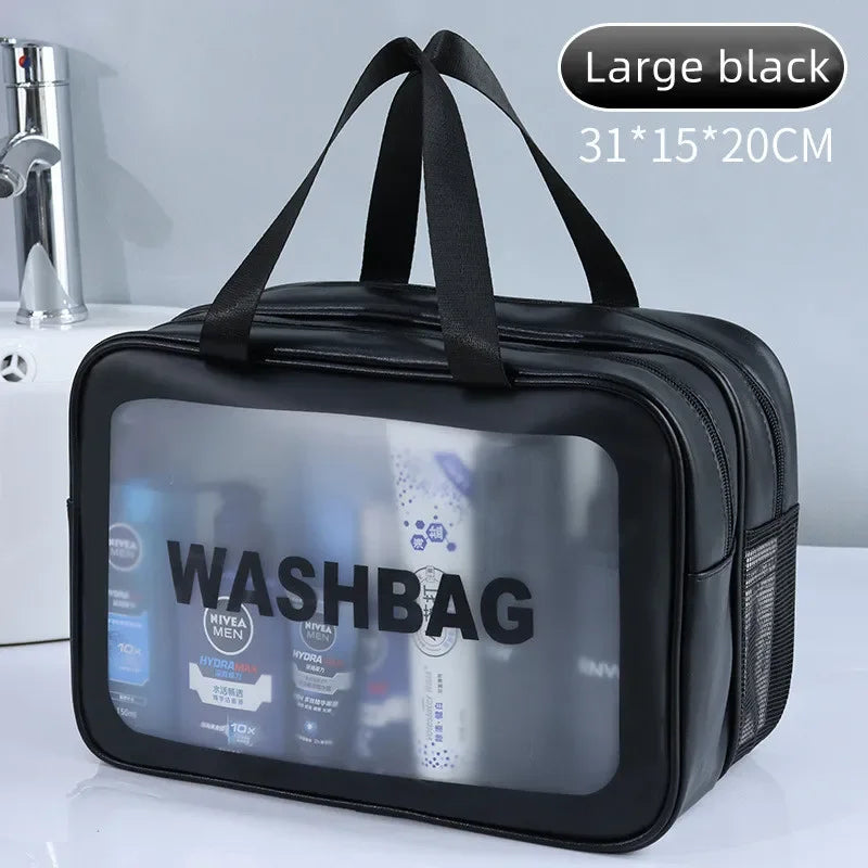 Double-Layer Transparent PU Makeup Bag