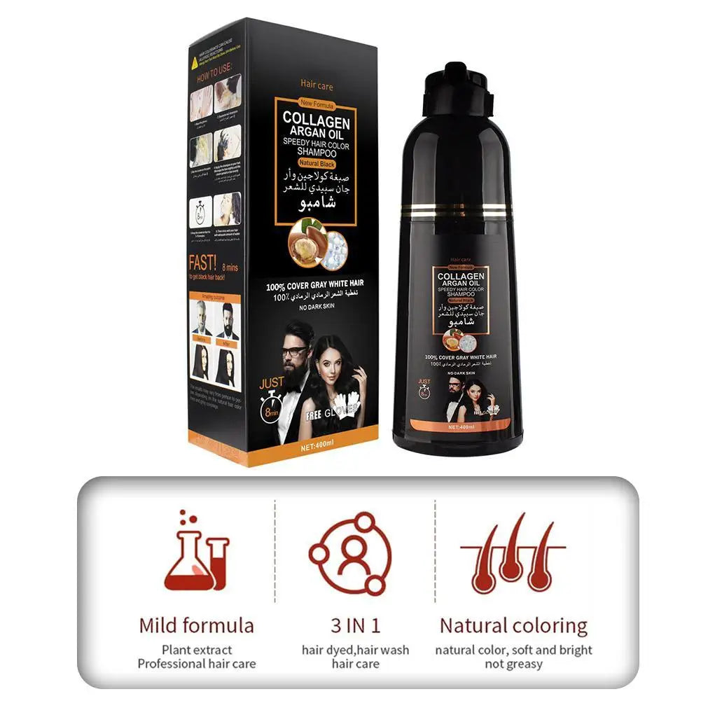 3-in-1 Black Hair Dye Shampoo
