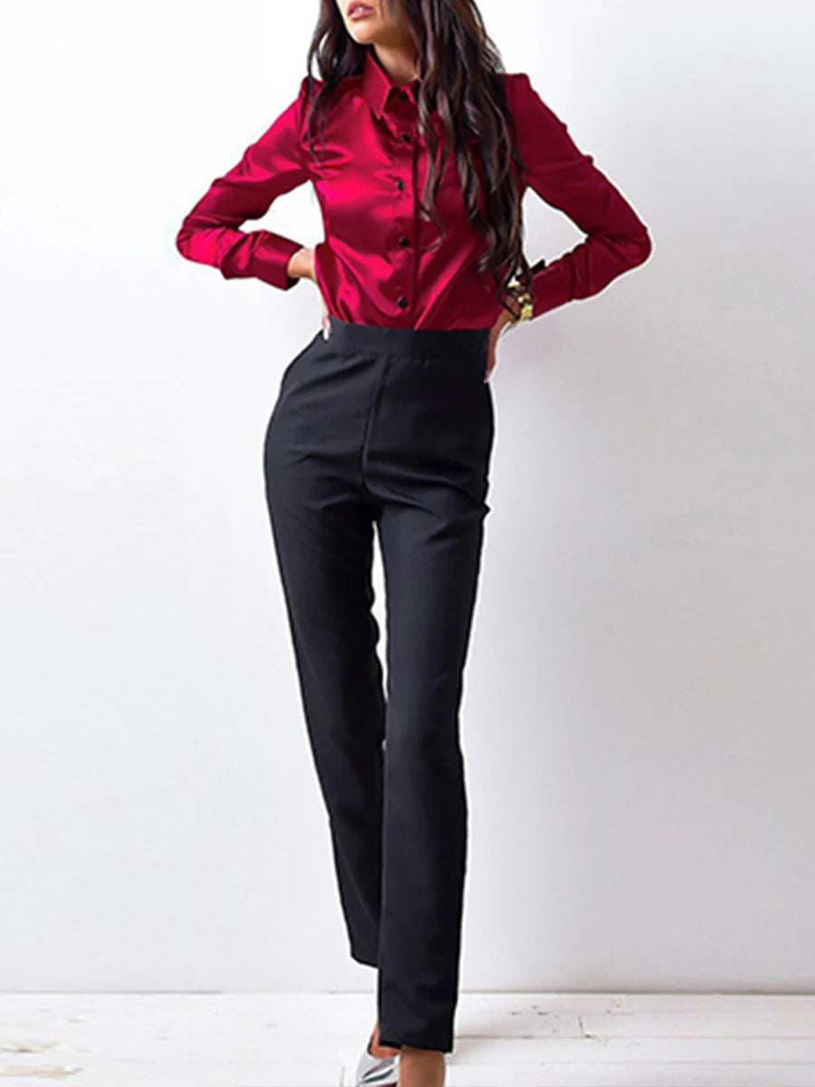 Elegant Satin Long Sleeve Shirt