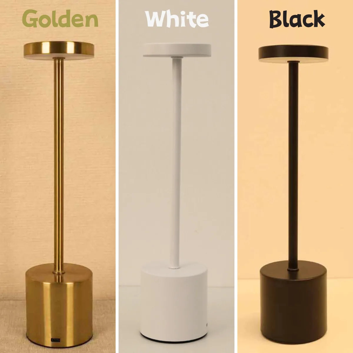 LED Rechargeable Metal Touch Table Lamp
