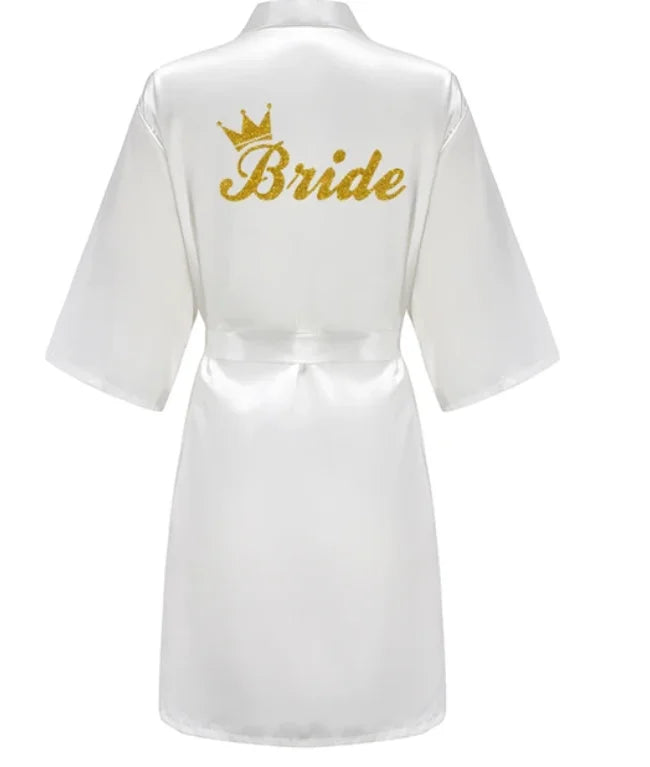Wedding Team Bride Satin Kimono Robe