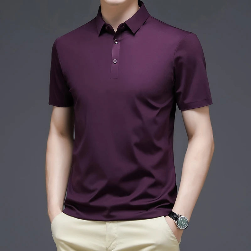 Slim Mulberry Silk Polo Shirt